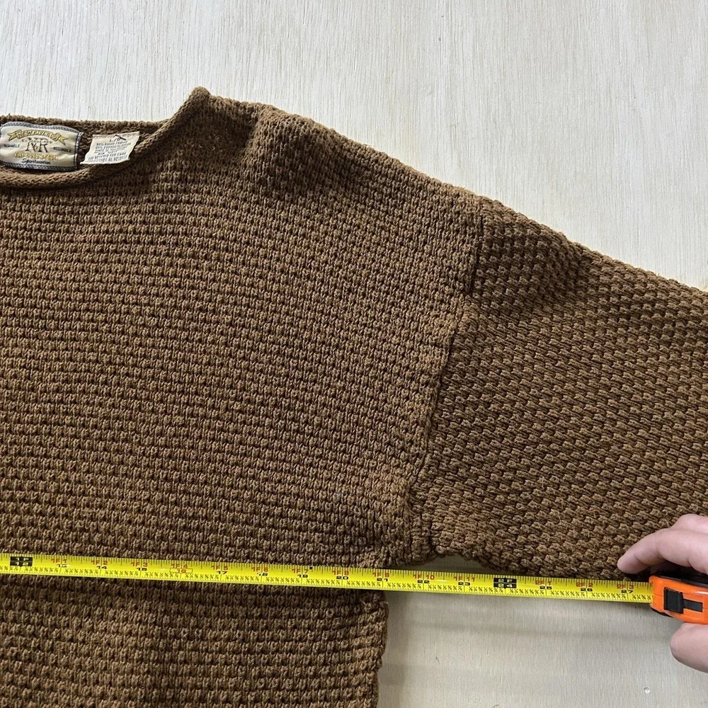 Vintage Sweater Womens Large Brown Crew Neck Waffle-Knit Dolman Sleeve Pullover - Picture 5 of 7